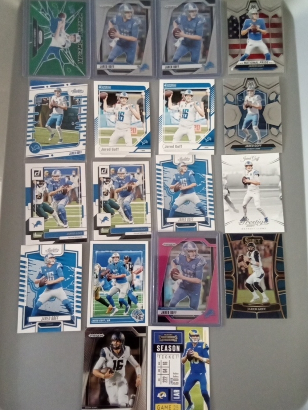 Panini Jared Goff Trading Card Lot - Blue and White Accents